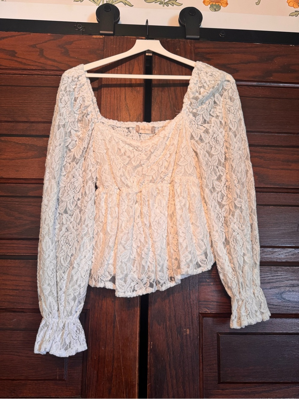 Altar'd State Ivory Lace Peasant Blouse